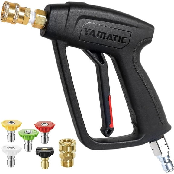 YAMATIC Pressure Washer Gun with 3/8" Swivel Quick Connector, High Power Washer Handle with M22-14mm & M22-15mm Adapter Replacement for Ryobi, Simpson, Craftsman, Troy Bilt and More (4000 PSI, 8 GPM)