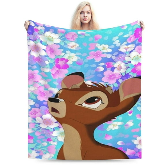 Bambi Cartoon Fleece Blanket for Boys Girls Kids, Ultra Soft Cozy Warm Flannel Throw Blankets, Plush Blanket Gifts for Bed Sofa Living Room Couch Home Decor 60"X50"