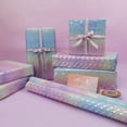 thumbnail image 4 of Holographic Glitter Wrapping Paper Roll 43cm x 3m - 4 Romantic Patterns Hearts Love Roses Stripes Shimmery Pastel Pink Blue Gift Wrap for Valentine’s Day Birthdays Wedding Party Decor, 4 of 9
