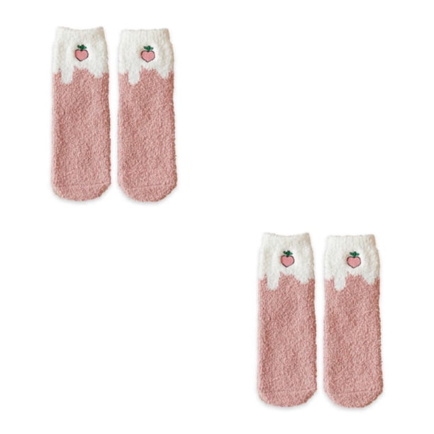 Calcetines de Invierno Sonducket para Mujer Transpirables Cálidos Acogedores Largos Fresa durazno rosa 2piezas