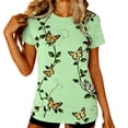 thumbnail image 3 of Uootdi Womens Tees Short Sleeve Crewneck Butterfly Print Relaxed Fit Casual Summer Vacation Everyday Outfits Gift, 3 of 7