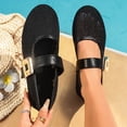thumbnail image 2 of Women’s Summer Flat Shoes Slip On Round Toe Hollow Out Retro Square Metal Buckle Casual Fashion Black 6.5, 2 of 9