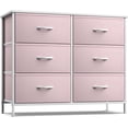 thumbnail image 1 of Songqin Dresser with 6 Drawers Fabric Storage Tower Organizer – Steel Frame, Wood Top, Easy Pull Bins for Bedroom, Closet, Hallway, Office-Pink, 1 of 6