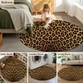 thumbnail image 6 of Brown Leopard Print Round Area Rug 6 FT, Non Slip Bedroom Area Rug, Classic Abstract Animal Patterned Washable Soft Circular Carpet Floor Mat for Kitchen Dining Room Home Office, 6 of 9