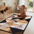 thumbnail image 2 of Toyoso 3x5 Modern Geometric Area Rug, Brown and Grey Abstract Rug, Medium Machine Washable Non-Slip Accent Mat, 0.25 inch Low Pile Stain Resistant Rug for Hallway and Bedroom, 2 of 7