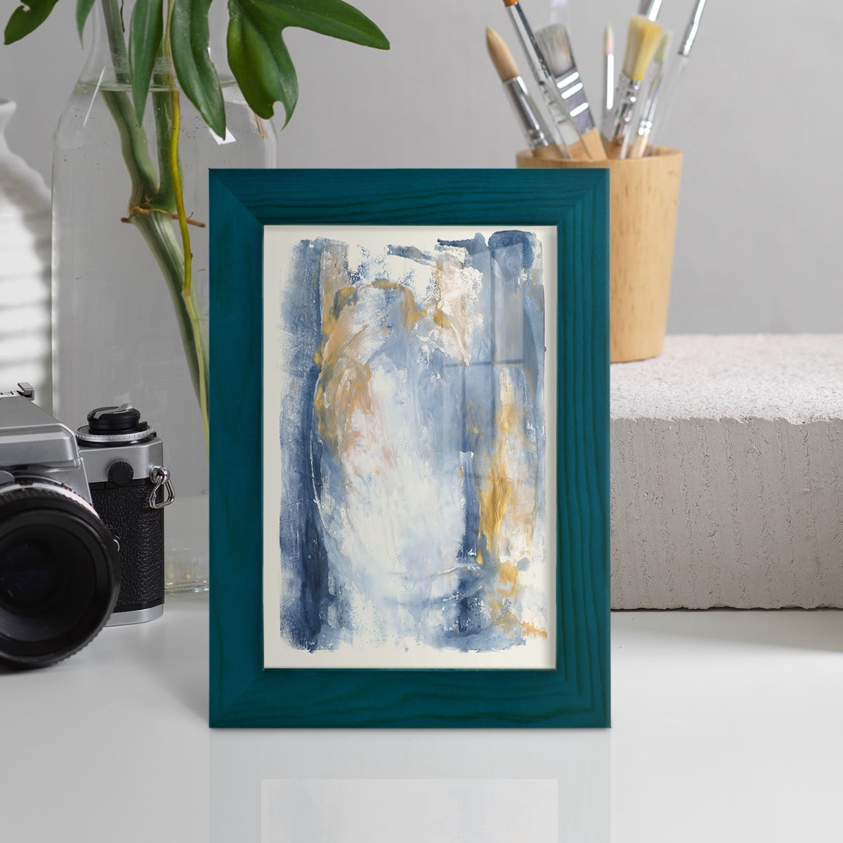 Circles & Dream I - Framed Print w/glass - Ocean Blue
