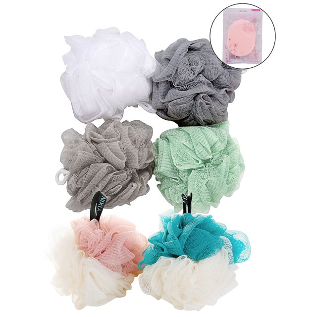 Ensemble d'Éponges de Bain en Maille Exfoliante, Éponge de Douche, Boule de Douche, Éponge à Récurer