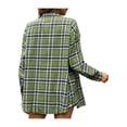 thumbnail image 6 of Seyurigaoka Women Juniors Shacket Long Sleeve Loose Shirt, Plaid Blouse Single-breasted Tops, 6 of 7