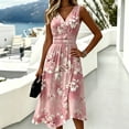 thumbnail image 5 of QUNYINEY A Line Women Dresses Floral Casual Long Sleeveless Sundress Loose Fit Beach V Neck Vacation Dresses, 5 of 6