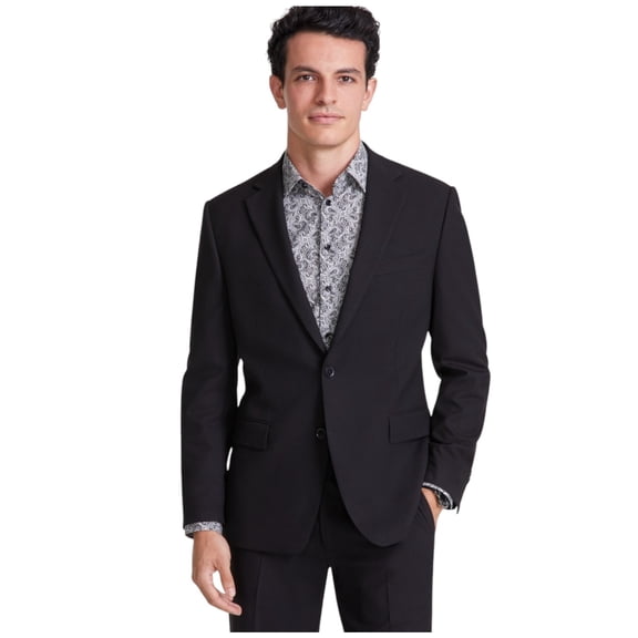 Tallia Mens Classic fit Suit Jacket Blazer 44 R Black Solid Stretch
