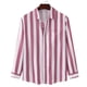 thumbnail image 1 of Men Striped Shirt Long Sleeve Turn Down Collar Loose Fit Botton Down Blouse for Daily Wear Work Pink M, 1 of 5
