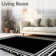 thumbnail image 2 of ODIKA 8'x10' Machine Washable Non-Slip Area Rug, Symmetric Key Motif Framing with Crisp Minimalist Detailing High Traffic Rug with Pad, Black, 600735, 2 of 8