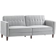thumbnail image 2 of HOMCOM Sofa Bed w/ Reclining Split Back & Rubber Wood Legs, Light Gray, 2 of 9