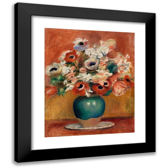 Pierre-Auguste Renoir 12x14 Black Modern Framed Museum Art Print Titled - Flowers (Fleurs) (C. 1885)