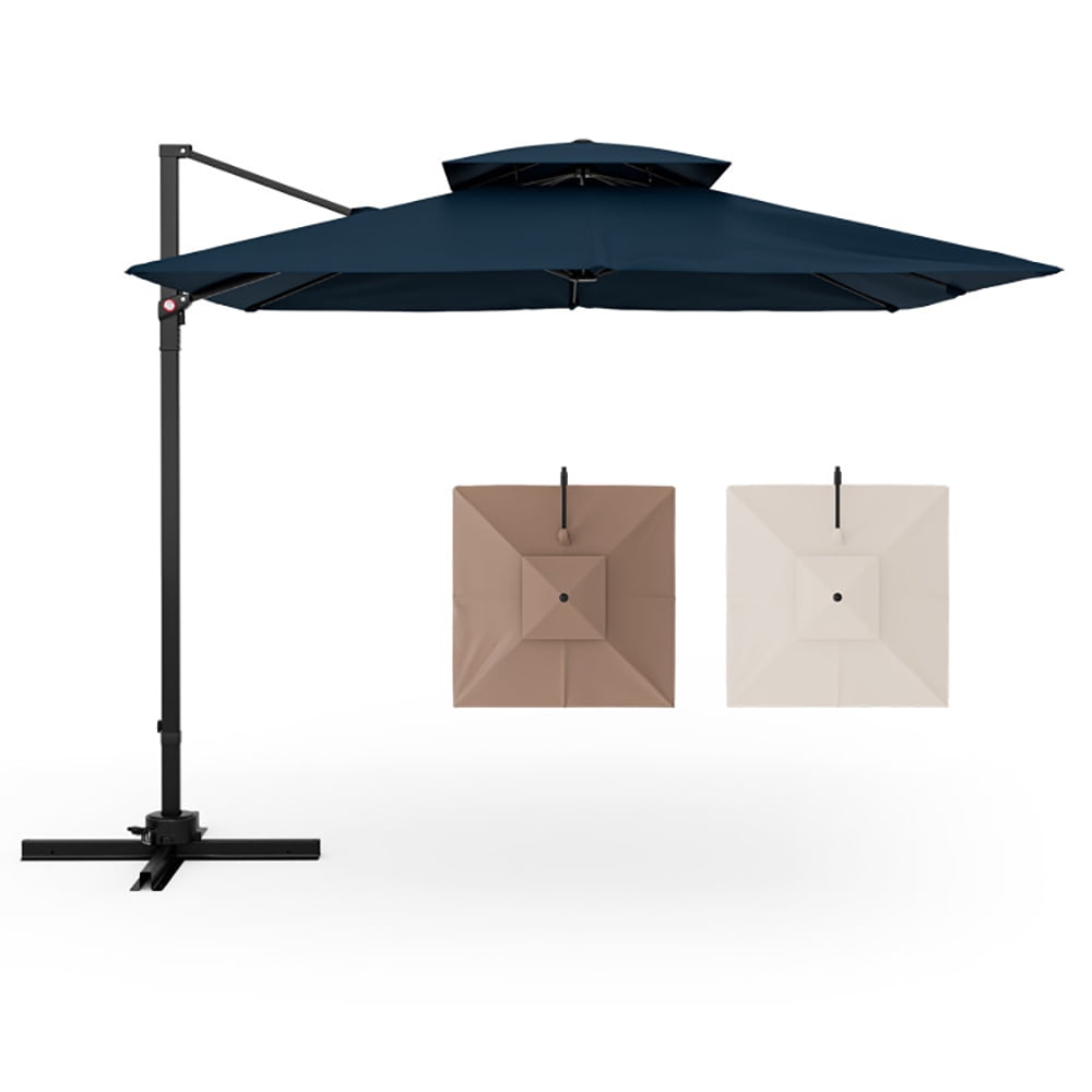 Aimee Lii 9.5 Feet Cantilever Patio Umbrella with 360° Rotation and Double Top, Table Umbrella Outdoor for Patio Pool Beach, Navy Aimee Lii 9.5 Feet Cantilever Patio Umbrella with 360° Rotation and Double Top, Table Umbrella Outdoor for Patio Pool Beach, Navy