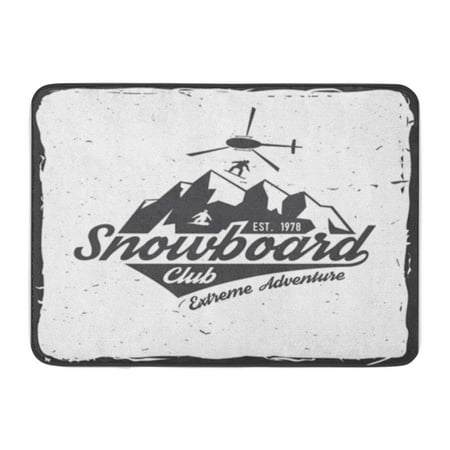 All Mountain Twin Tip Snowboard - SIDONKU Snowboard Club for Stamp Badge Tee Vintage Helicopter and Mountain Silhouette Doormat Floor Rug Bath Mat 23.6x15.7 inch