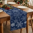 thumbnail image 2 of Burlap Table Runner 70 Inches Long,Winter Christmas Snowflakes on Navy Blue Non-Slip Kitchen Table Runners for Dining Room Everyday Use Party Table Decorations Snow Scene, 2 of 9