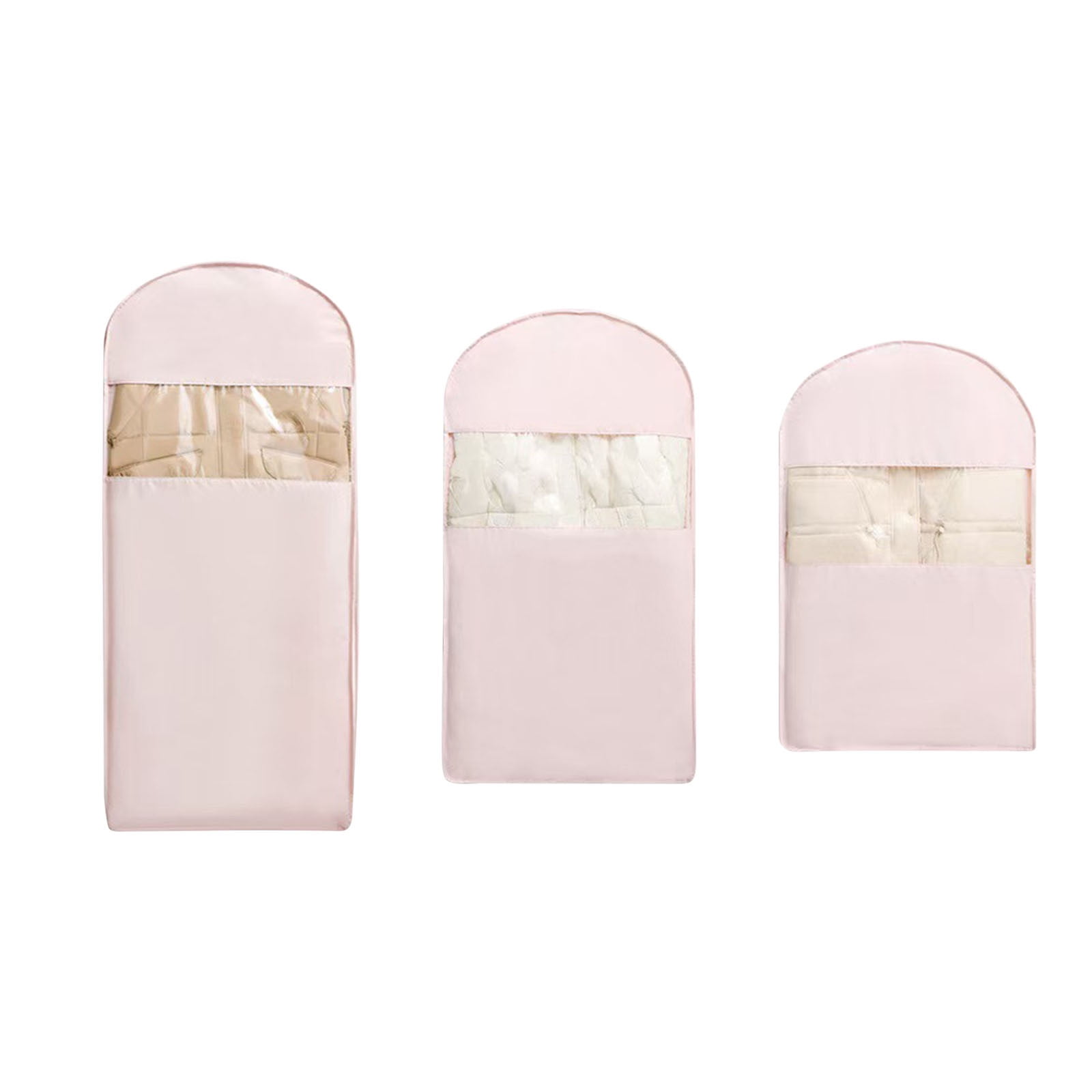 Fufafayo 3Pcs Down Jacket Compression Dust Cover, Wardrobe Dust Bag for Coats, Suits and Sweaters, Clear Garment Storage Bag for Closet, Travel or Home Organizing, Heavy Duty Fabric Design