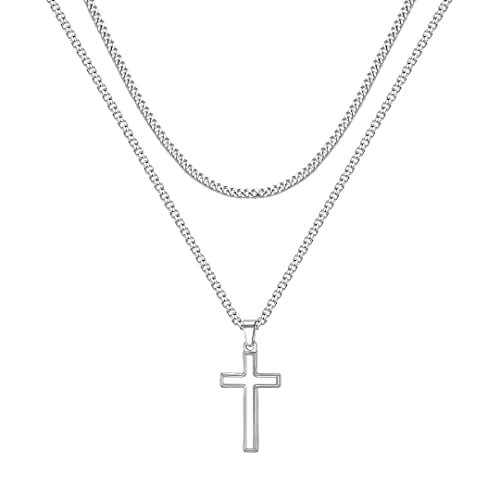 Cross Necklace for Men Mens Cross Necklaces Stainless Steel Cross