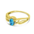 thumbnail image 3 of 14k Yellow Gold Oval Blue Topaz And Diamond Curve Ring, 3 of 6
