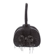 Self-Portrait Rhinestone Top Handle Micro Bag, Black