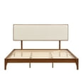 thumbnail image 3 of Euroco King Size Dry Bamboo Wood Platform Bed with Upholstered Adjustable Headboard, Brown, 3 of 9