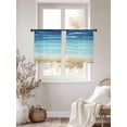 thumbnail image 5 of Sheer Curtains 45 Inches Long, Blue Beige Ombre Light Filtering Window Curtains for Living Room, Coastal Nautical Summer Beach Wave Rod Pocket Voile Sheer Curtain Drapes, 52"W x 45"L, 2 Panels, 5 of 8