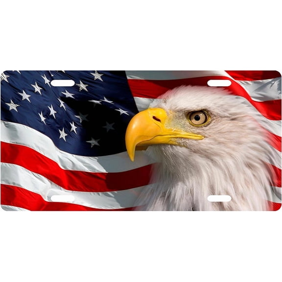 American Flag Eagle License Plate, Front License Plate, Vanity Tag