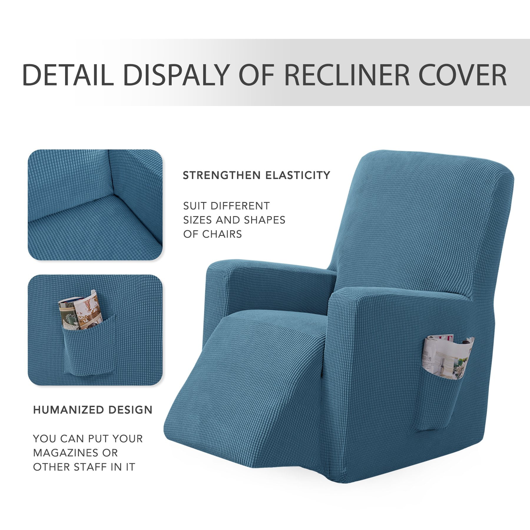 Subrtex Recliner Slipcover with Pockets Stretch Furniture