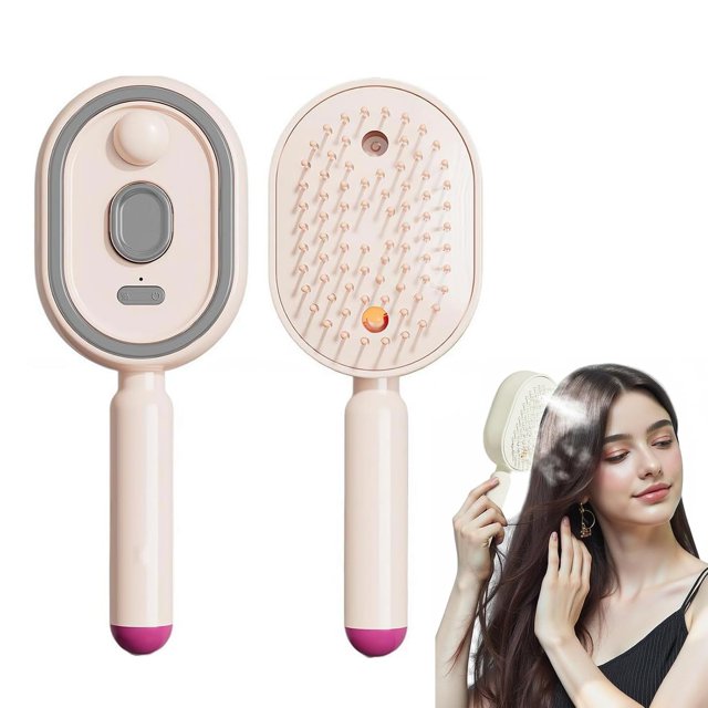Electric Steam Brush for Hair, 2026 Electric Spray Air Cushion Massage Comb, Rechargeable Water Spray Hair Brush for Reduce Frizz, Smooth & Nourish, Detangling&Anti-Static
