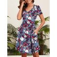 thumbnail image 3 of WUJINXIA Womens Short Sleeve Dresses Casual Loose Fit Swing T Shirt Dress V Neck Sundress with Pockets, 3 of 5