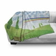 thumbnail image 3 of Cloud Soft Flannel Fleece Throw Blanket, Rainbow on a Meadow with Road and Trees Starburst Stripes in the Sky Spring Season, Cozy Plush for Indoor and Outdoor Use, 50" x 60", Multicolor, by Ambesonne, 3 of 6
