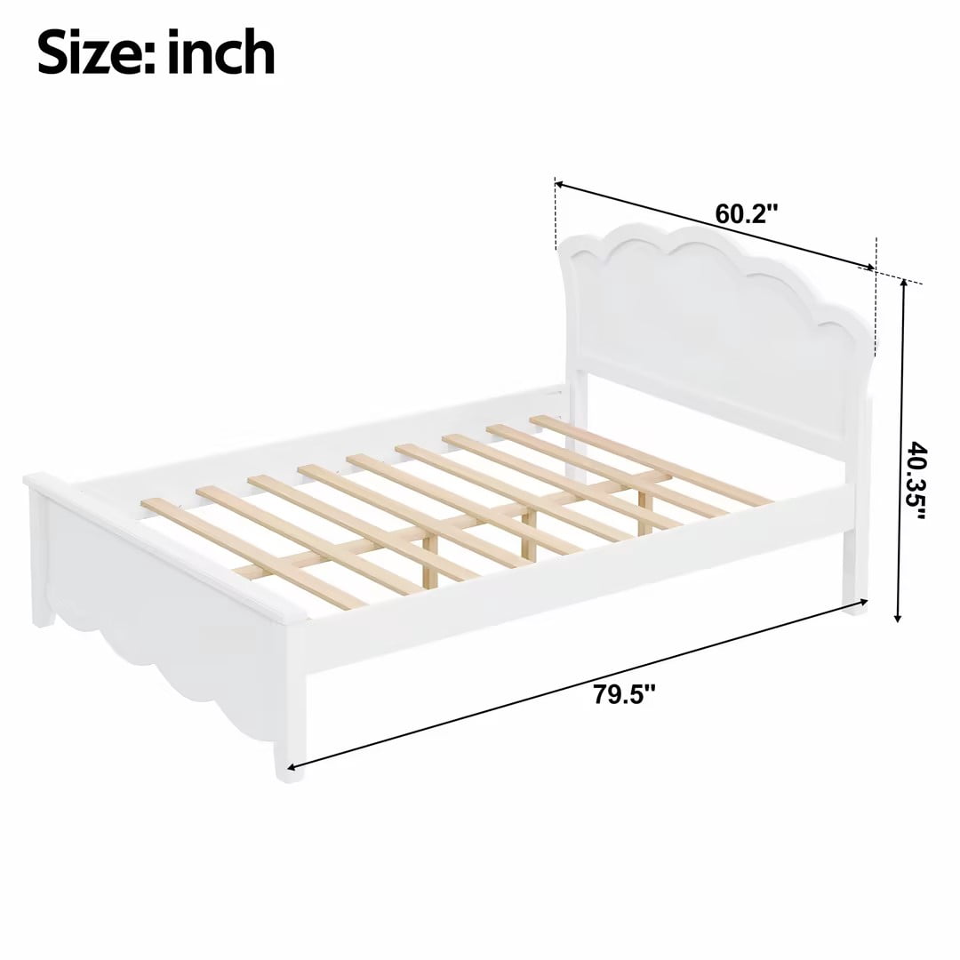 Alvantor Full Size Wood Platform Bed with Headboard, White
