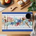 thumbnail image 2 of Navy Starfish Summer Placemats Set of 12 Ocean Conch Coral Coastal Shell Place Mats Indoor Wipeable Table Mats Washable Cloth Dining Table Placemats for Kitchen Holiday Party Home Decor 13x19 Inch, 2 of 9