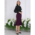 thumbnail image 3 of DARING DIVA Women Fishtail High Waist Belted Work Midi Mermaid Skirts XL Purple, 3 of 6