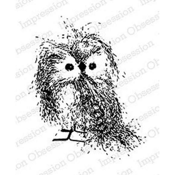 Feathery Owl Small Wood Mounted Rubber Stamp (D9780)
