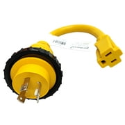 Parkworld 691975 RV Pigtail Shore power 30A to 15A Dogbone Adapter Power Cord Twist Lock L5-30P Male to 5-15R Female