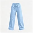 thumbnail image 5 of Sweatpants for Women Plus Size Winter Solid Color Elastic Waist Warm Pants Athletic Wide Leg Drawstring Trousers with Pockets, 5 of 8