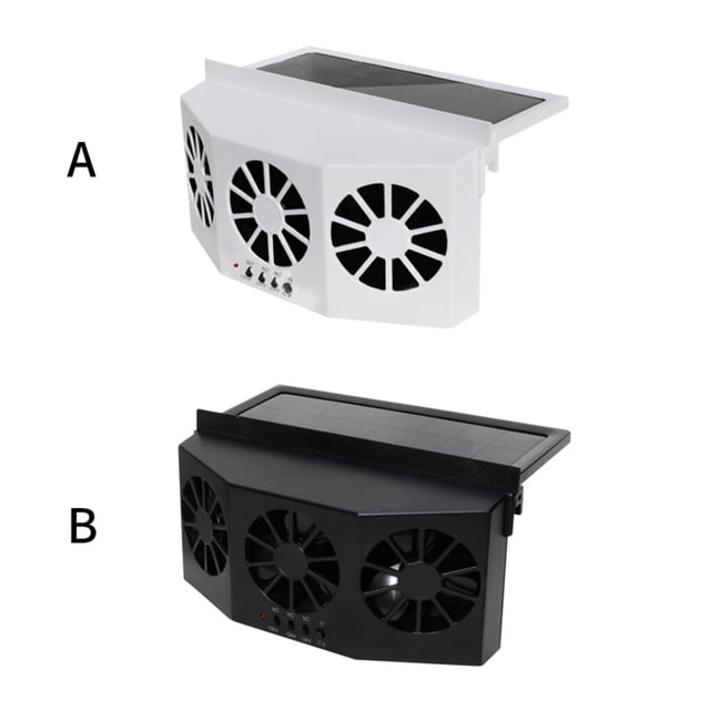 Maoww Car Exhaust Fan Solar Powered Vehicle Window Air Vent Fan Auto Radiator Ventilation, White