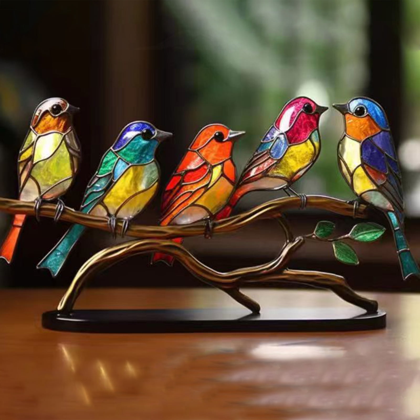 Acrílico pájaros en rama estatua arte artesanía rama de árbol pájaros