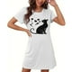 thumbnail image 1 of Camisón corto de mujer, vestido de largo medio con estampado de moda, camisón corto extragrande de mujer, camisón de manga corta con estampado de pecho a la moda, camisón de mujer, 1 of 6