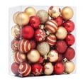 thumbnail image 1 of 50 piezas de bolas navideñas de 40 mm Adornos para árbol de Navidad de oro rojo Adornos para árbol de Navidad irrompibles con cuerda Adecuado para decoración de fiesta navideña, 1 of 5