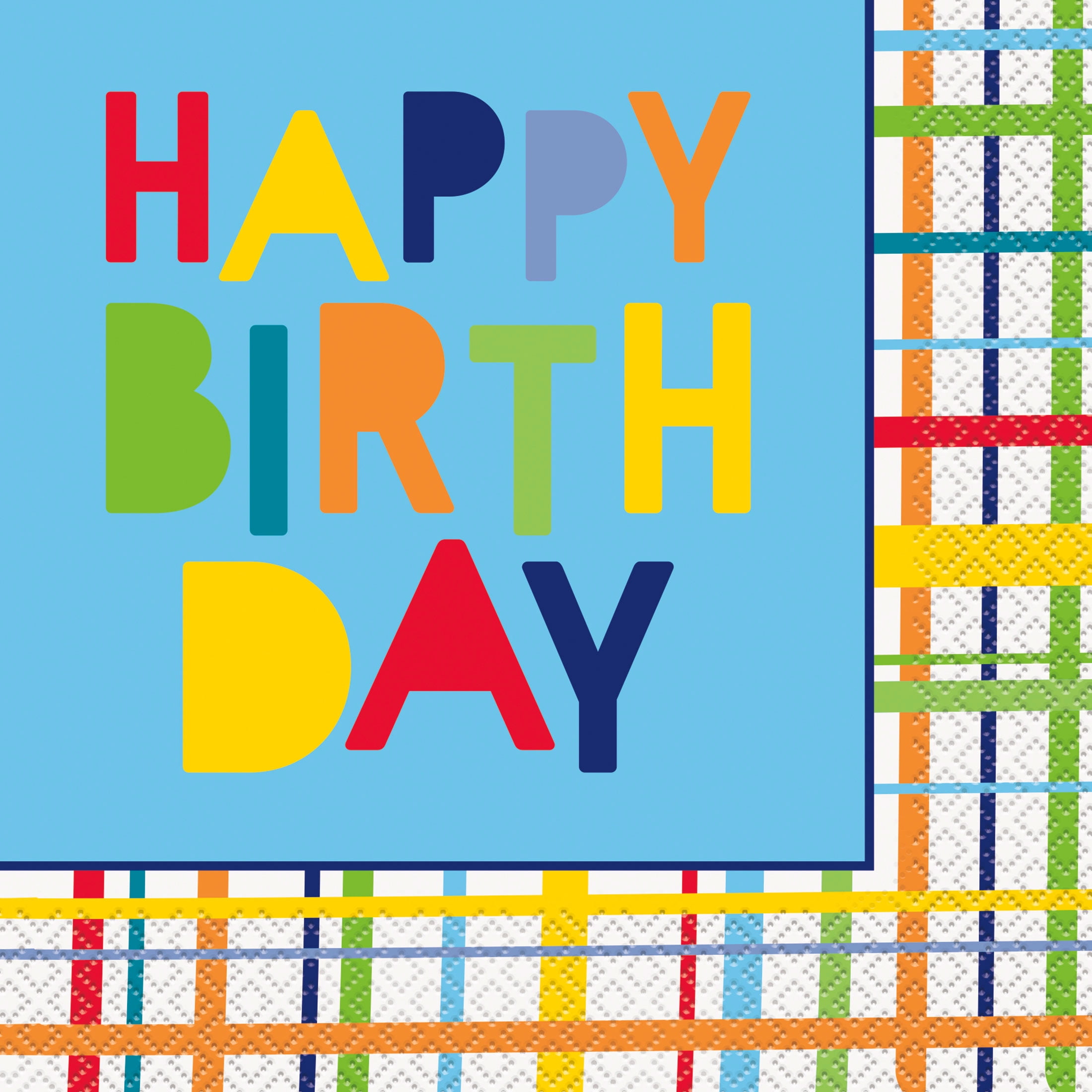 12.75" x 12.75" Disposable Multicolor Happy Birthday Paper Napkins, 20 Pieces, by Way To Celebrate