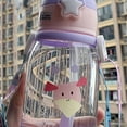 thumbnail image 3 of Vaso de agua de gran capacidad para jardín de infancia, vaso de plástico con forma de asta y pajita para niños, diseño de ciervo, 3 of 5