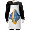 thumbnail image 1 of Moon Kids Apron, Abstract Crescent Moon with Swirling Cloud Backdrop Mystic Design, Boys Girls Apron Bib with Adjustable Ties for Cooking Baking Painting, Pale Orange Lilac, by Ambesonne, 1 of 2