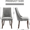thumbnail image 3 of Dining Chairs Set of 2，Linen Channel Tufted Kitchen Dining Room Chair with Curved Solid Wood Legs, Comfortable Fabric Upholstered Dining Chair for Dining Room, 3 of 7