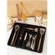 thumbnail image 2 of Caja de almacenamiento de vajilla genérica, caja de almacenamiento de cajón de cocina expandible, caja de almacenamiento de vajilla ajustable, bandeja de vajilla de cocina expandible (negro), 2 of 4