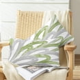 thumbnail image 2 of Throw Pillow Cases Pack of 2 Cozy Fleece Two-Tone Abstract Feather Decorative Cushion Covers for Couch Bed Sofa Farmhouse Decoration 12 X 20 Inches Sage Green Grey, 2 of 6