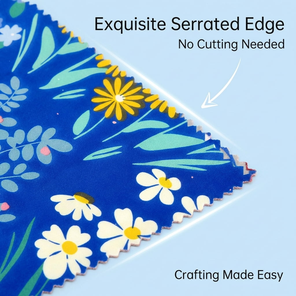 iMzoon 42Pcs 10" Wavy Edge Fabric Squares,Cotton Fat Quarters Bundles for Quilting Supplies,Denim Floral Precuts,Sewing Material & Color Draping Kit Swatches in Retro Print