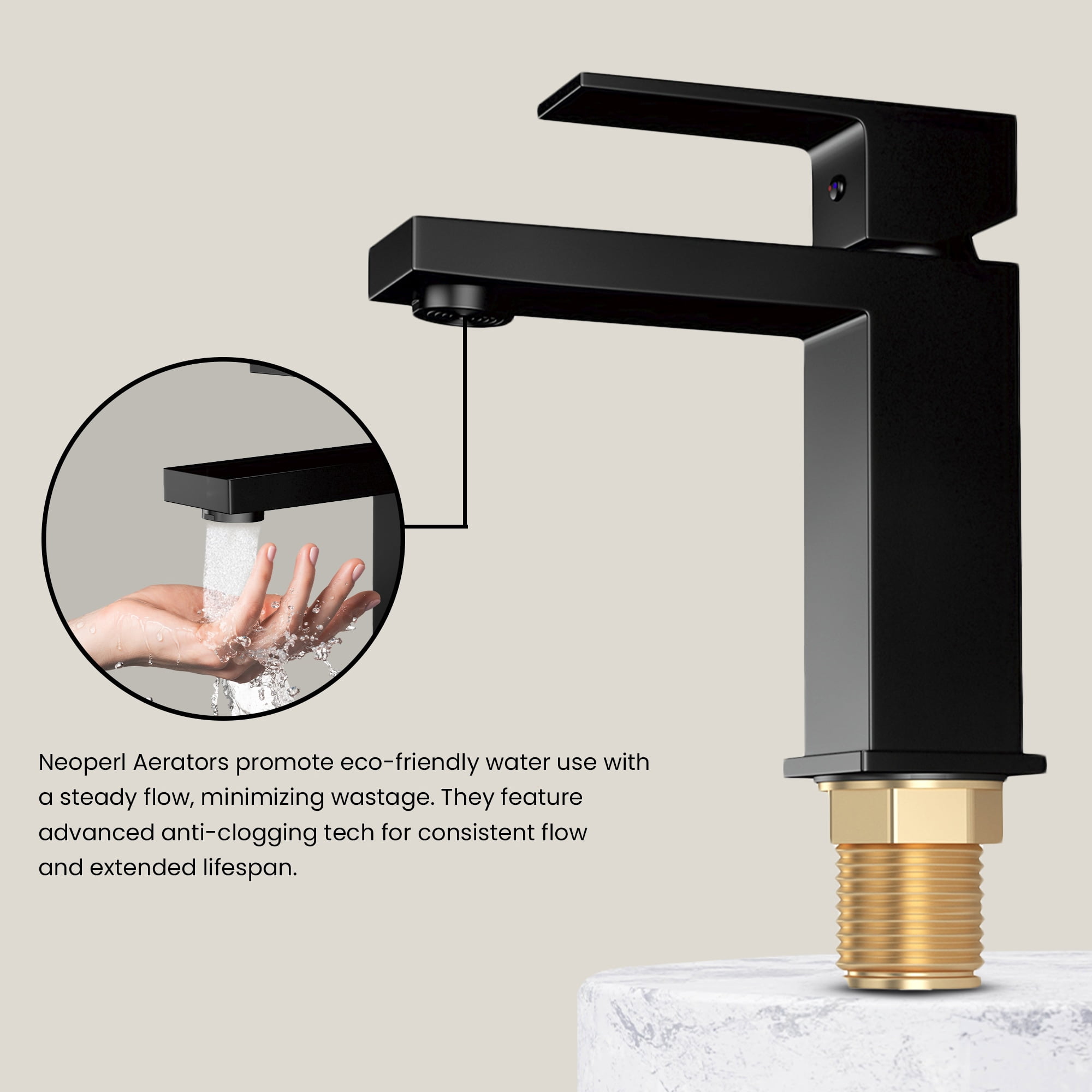 Ayna Decors Black Bathroom Sink Faucet Single Hole, Brass Single Handle Vanity Faucet with Pop Up Drain Stopper and Water Faucet Supply Lines